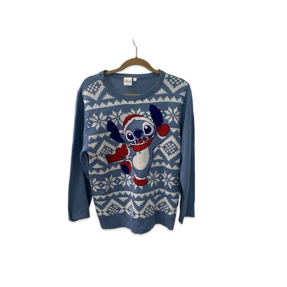 NWT Disney LILO & Stitch Holiday Sweater Blue Womens Size XL Christmas Pullover